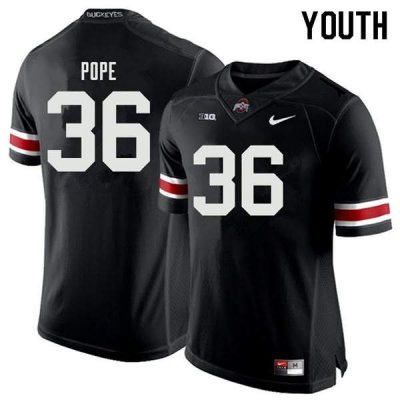 NCAA Ohio State Buckeyes Youth #36 K'Vaughan Pope Black Nike Football College Jersey AIW8845TP